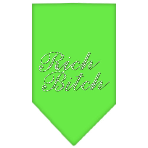Rich Bitch Rhinestone Bandana Lime Green Small